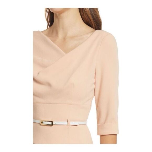 Black Halo Jackie O Sheath Dress in Fresno with belt Size 4 NWT $415 - Picture 7 of 8